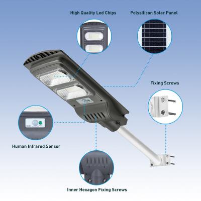wholesale Lámpara de calle solar Sensor de movimiento de inducción de alto lumen Impermeable Integrado al aire libre Luminaria Road Led Jardín Luces de calle solares
