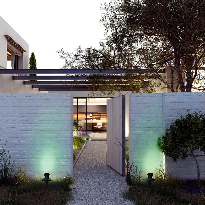Focos solares para exteriores, 2 en 1, luces LED ajustables de color, impermeables, para jardín y césped a granel
